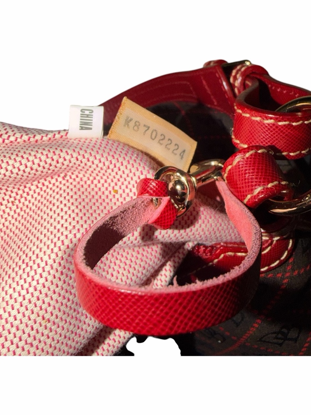 Dooney & Bourke Brown Monogram Shoulder Bag with Red Trim - Picture 8 of 9